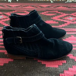 Black suede low heeled zip back Dolce Vita bootie